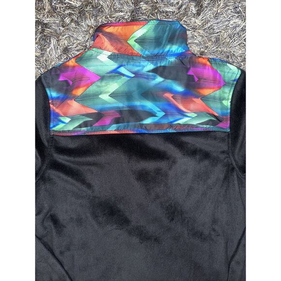 FILA VTG 80's Women's Velour Track Sport Jacket Full Zip Black Multicolor Sz S - Picture 7 of 7